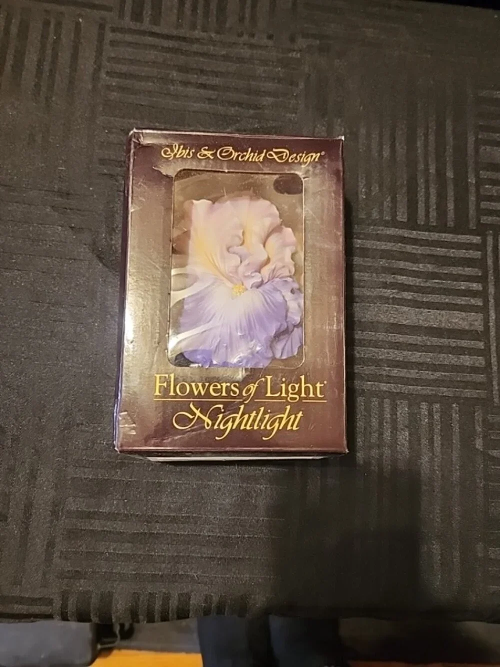 Ibis & Orchid Design Flowers of Light Iris Nightlight Hand Painted W/ Box Works